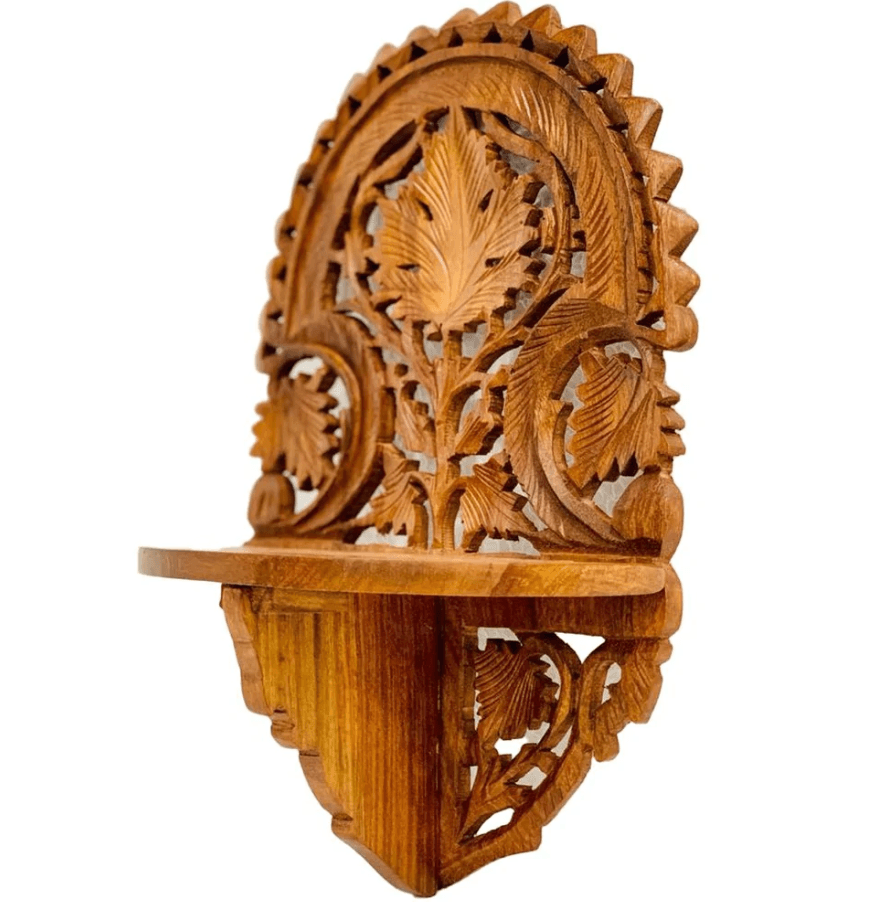 Floral Design Oval Shape Wall Mount Shelf