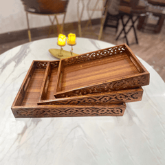 Wooden Cutwork Tray Set