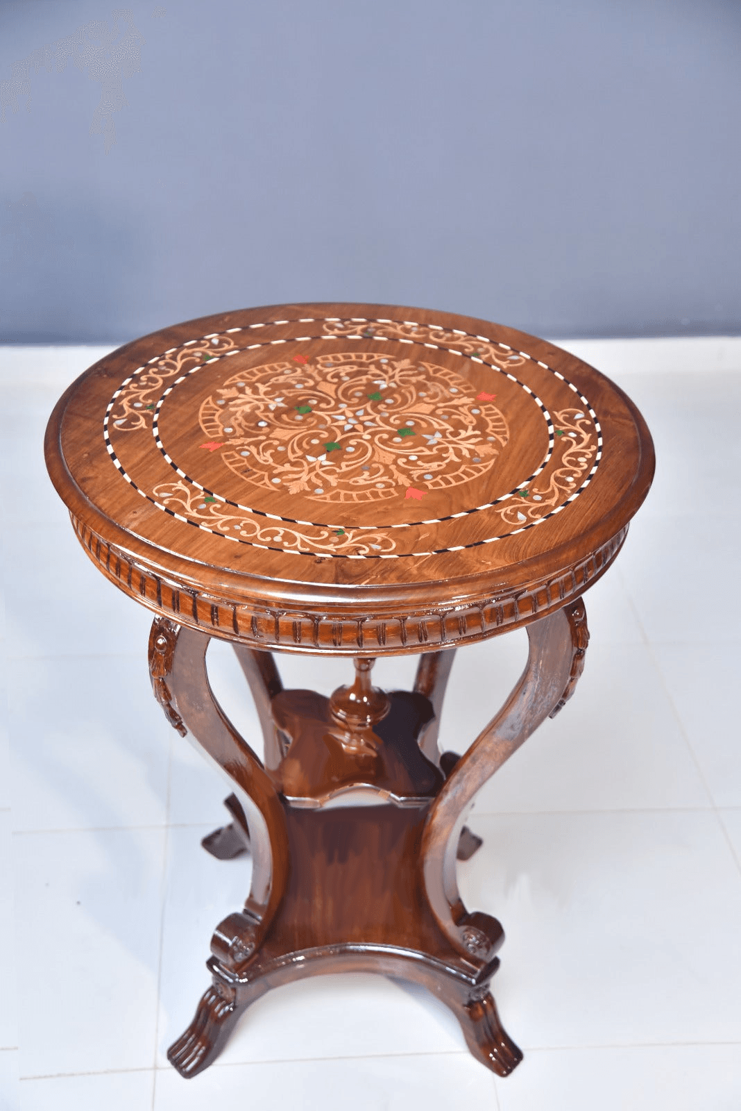 Wooden Colour Full inlay polish Flower Table