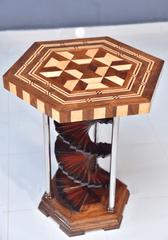 Wooden Stairs Maroon Flower Table