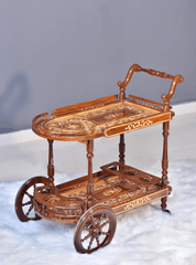 Wooden Xavier Hand Carved Tea Trolley