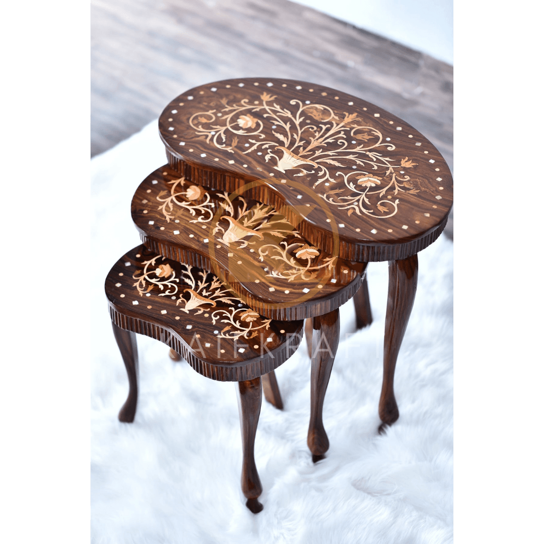 Captain Kidney Inlay Nesting Table Set Of 3