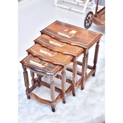 Nord Wooden Captain Ship Inlay Nesting Tables Set of 4