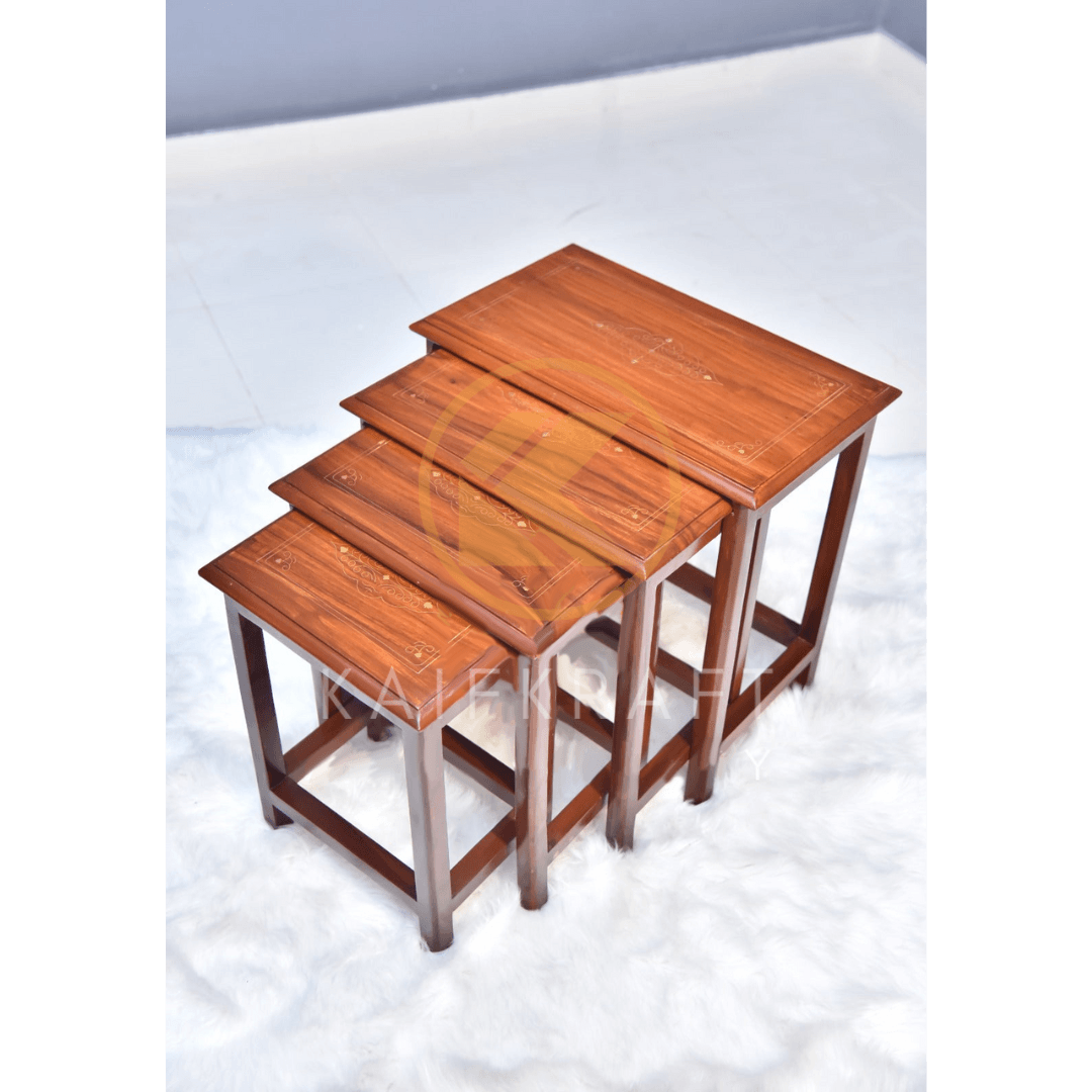 Wooden Brass 20" Nesting Table Set