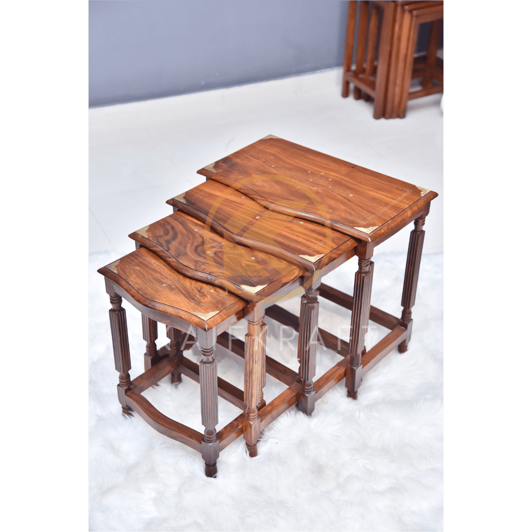 Sheesham Wood Brass Nesting Tables