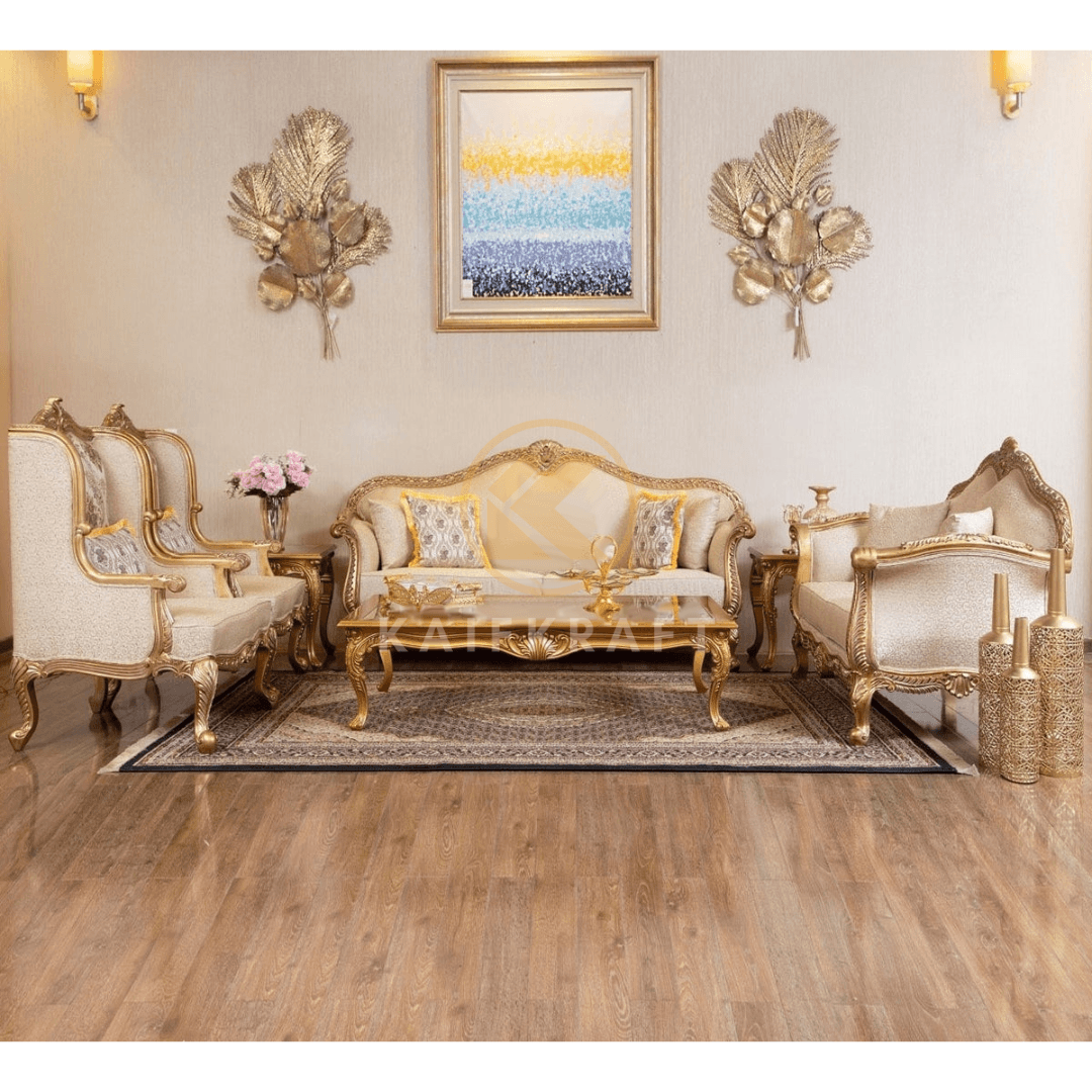 Wooden Spiral Gold Sofa