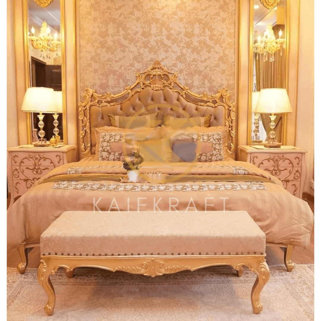 White Gold Crown Bed Set